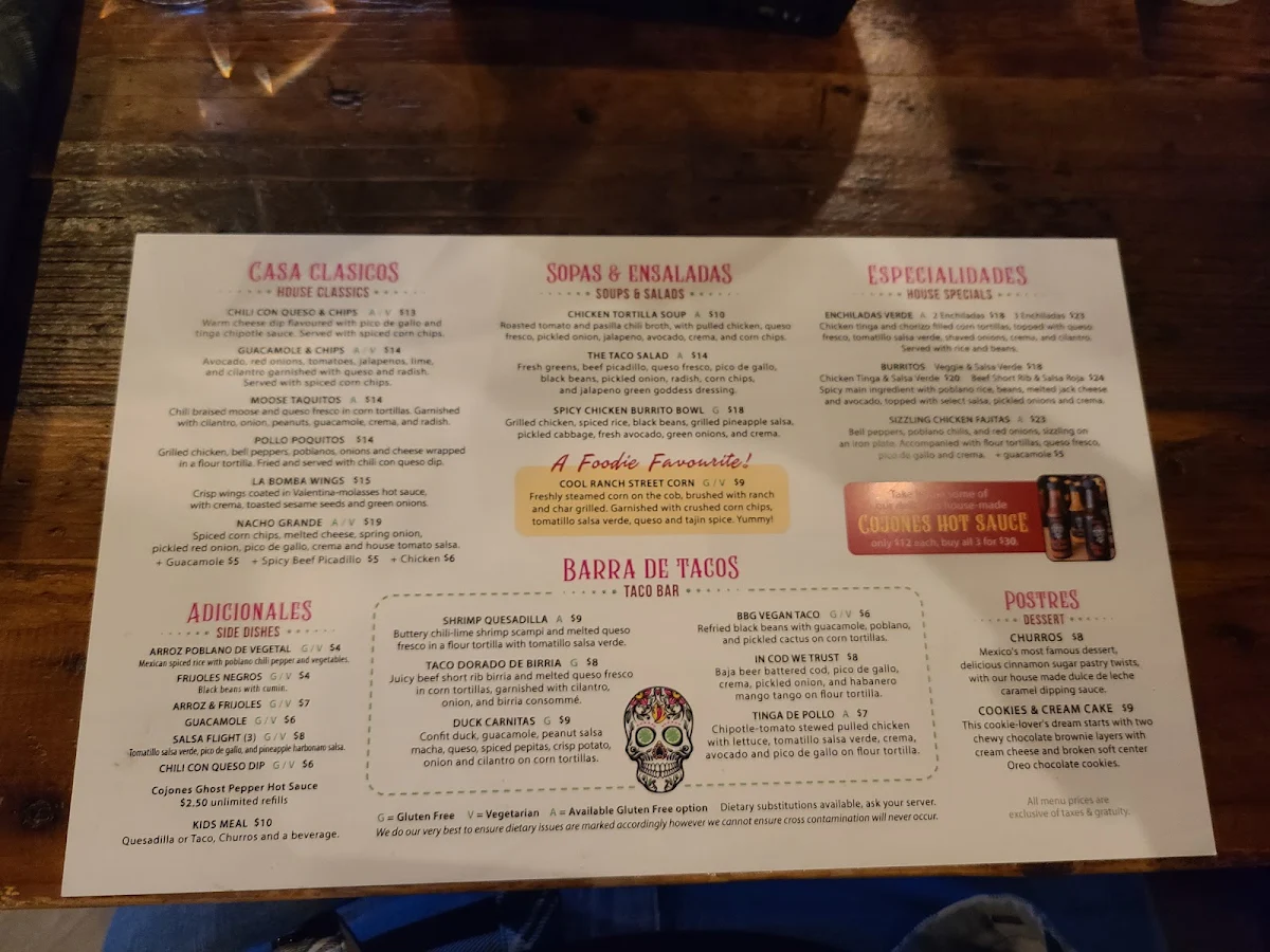 Menu, Cojones