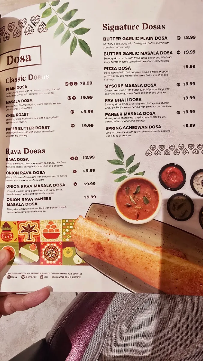 Menu, Love South (Live Dosa, Idlis and More)