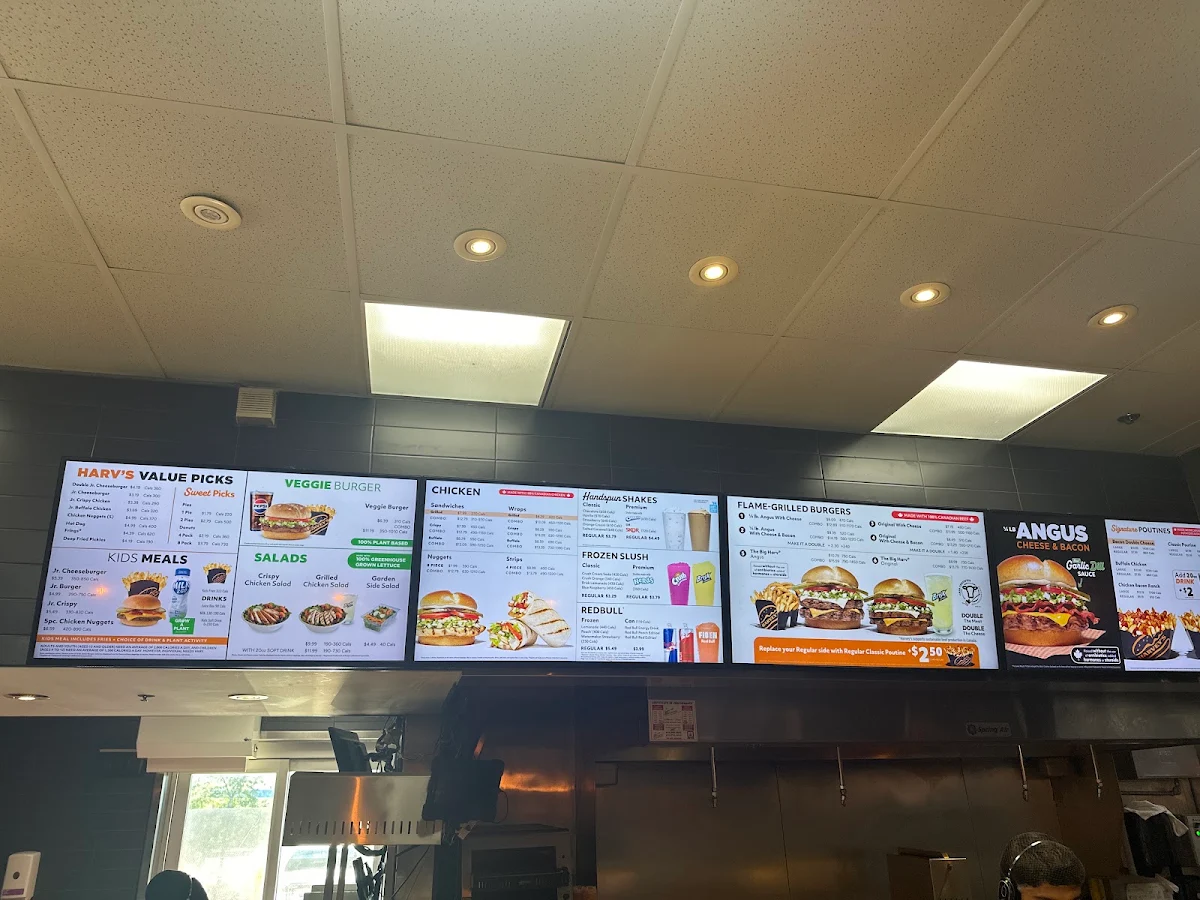 Menu, Harvey's