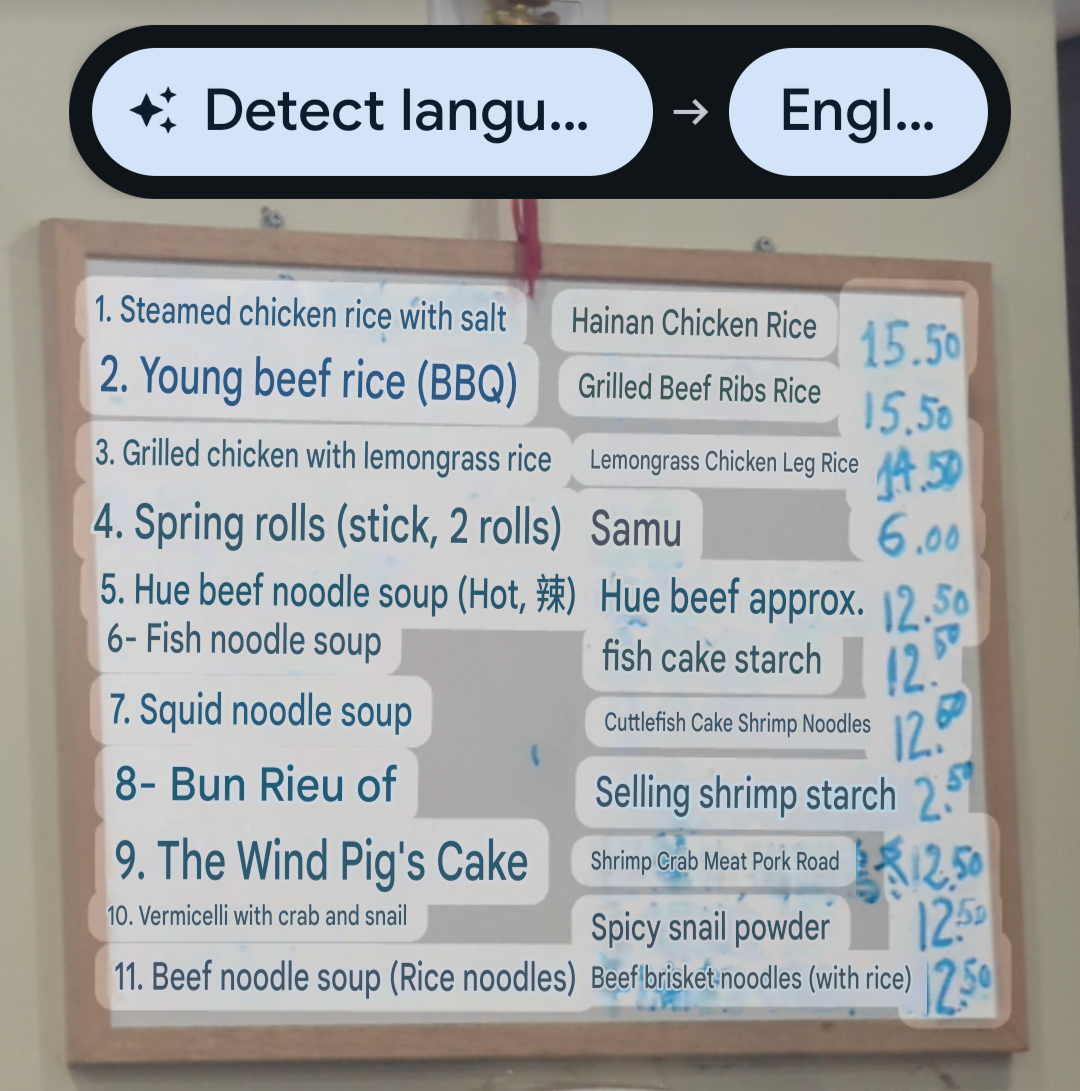 Menu, Huong's Vietnamese Bistro