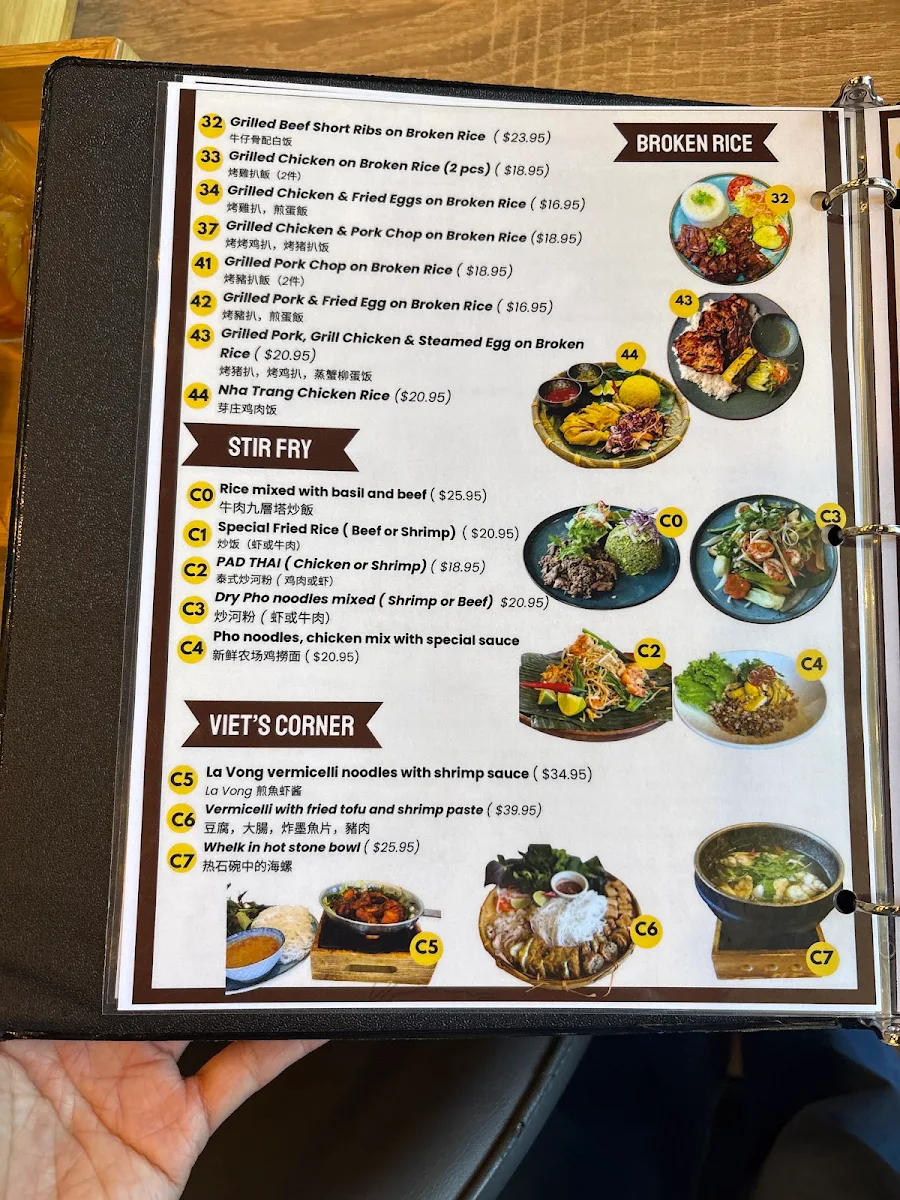 Menu, Pho Dac Biet Vietnamese Cuisine