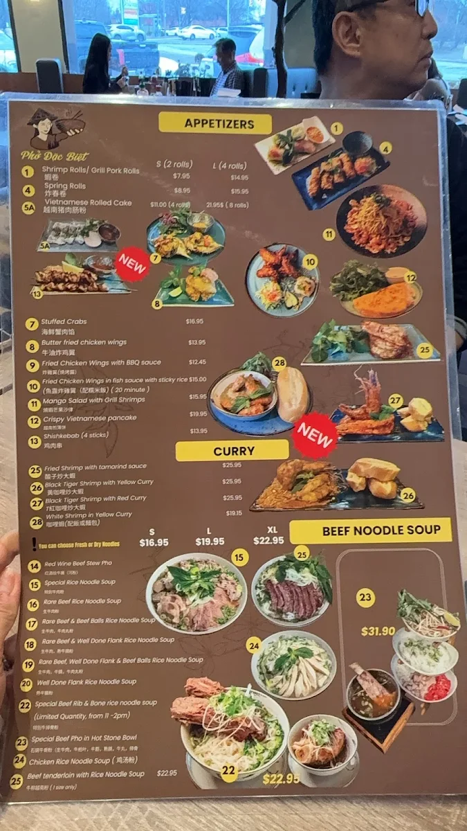 Menu, Pho Dac Biet Vietnamese Cuisine