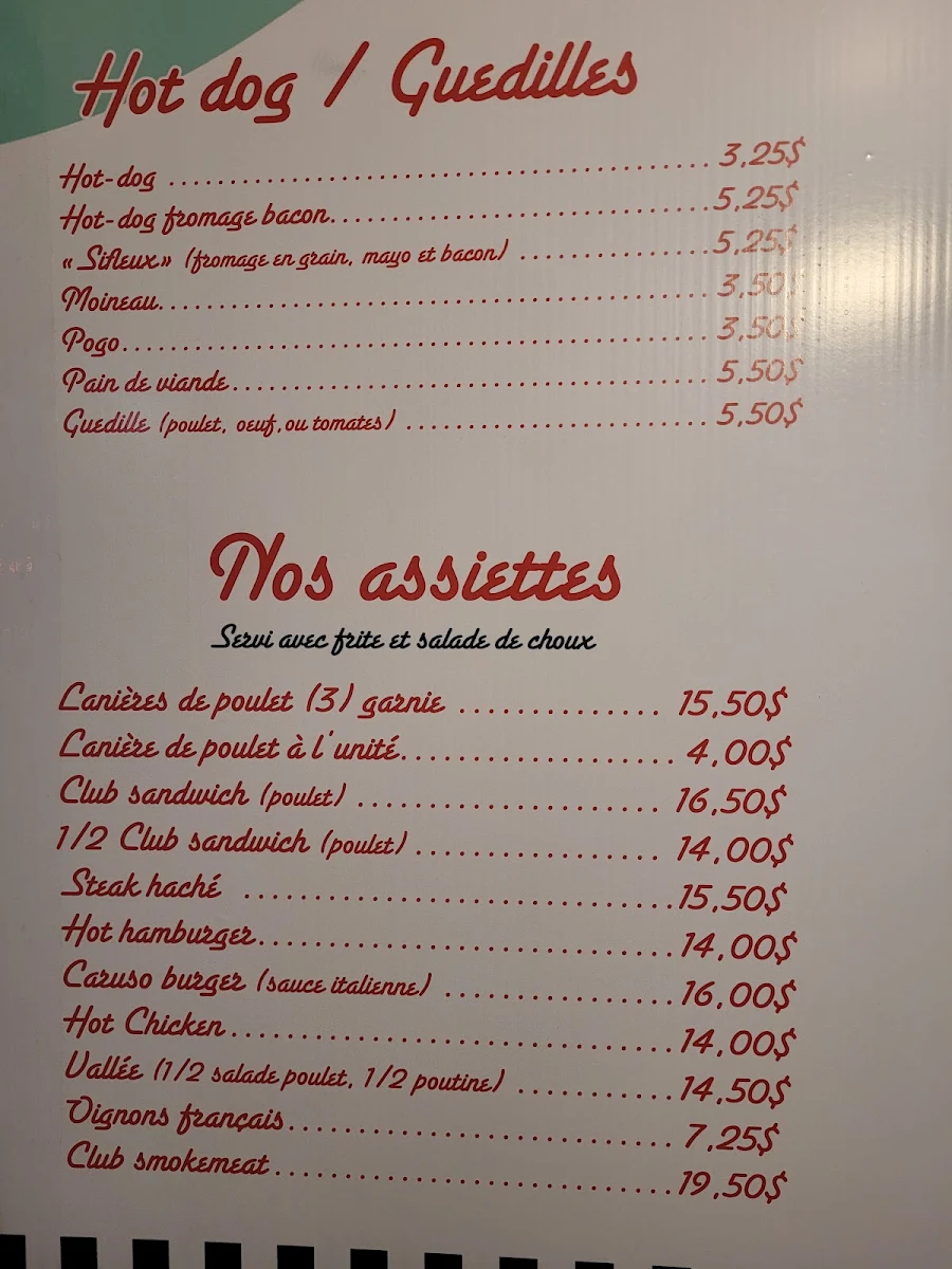Menu, Casse-croûte Patate-O-Bec