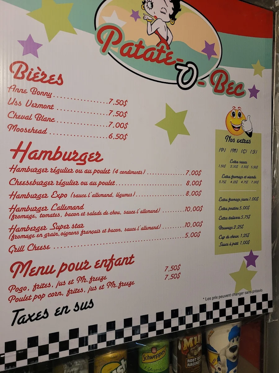 Menu, Casse-croûte Patate-O-Bec