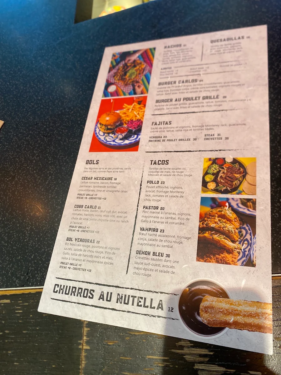 Menu, Carlos Pepe's