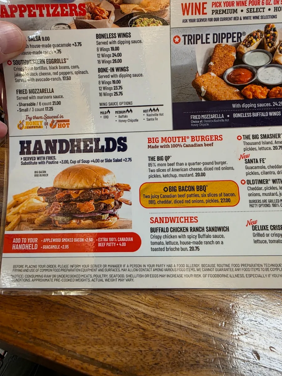 Menu, Chili's Grill & Bar