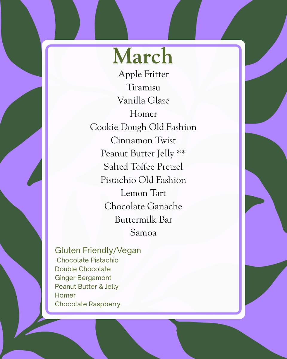 Menu, Doughnut Love