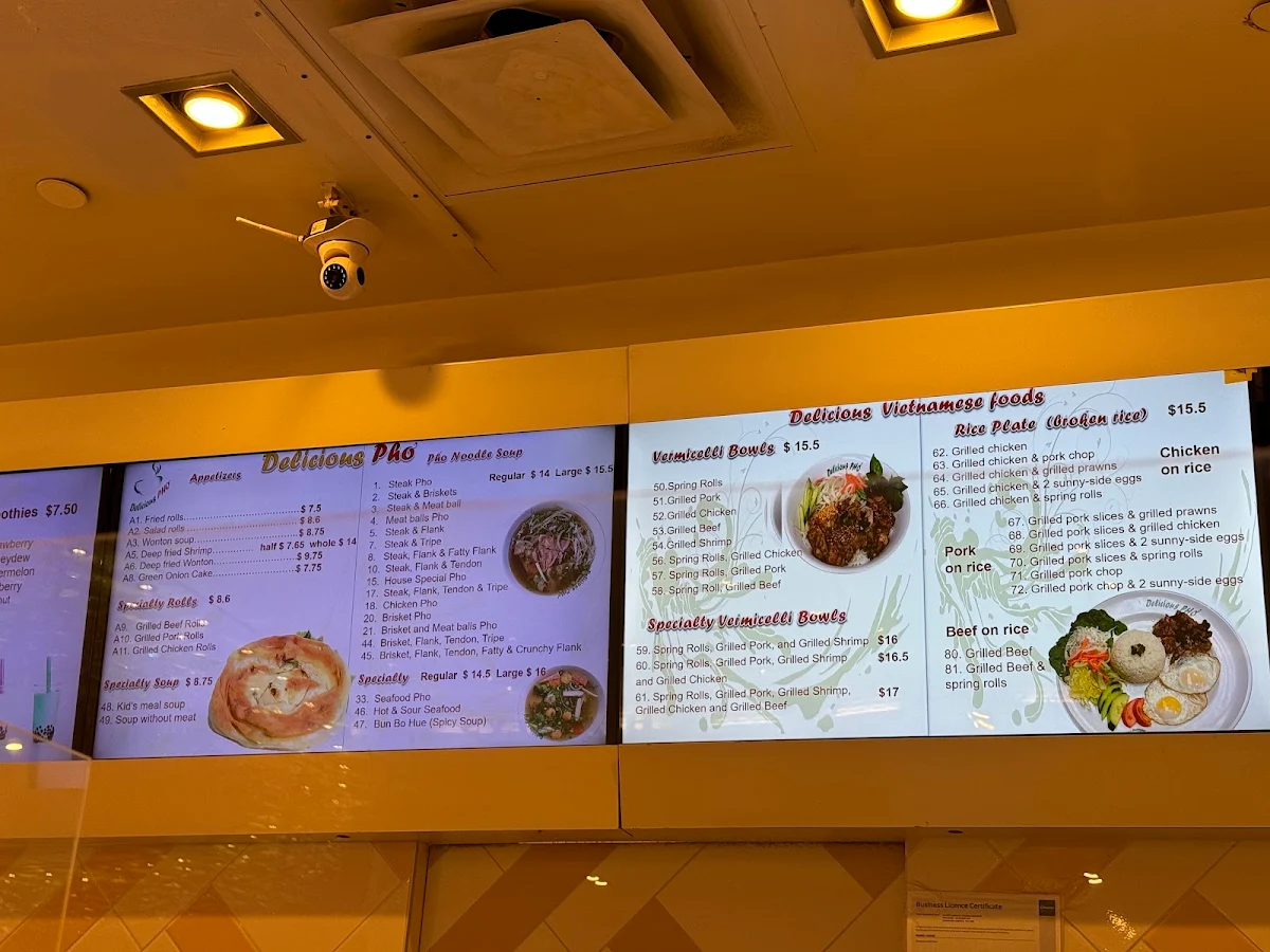 Menu, Delicious Pho Food Court West Edmonton Mall