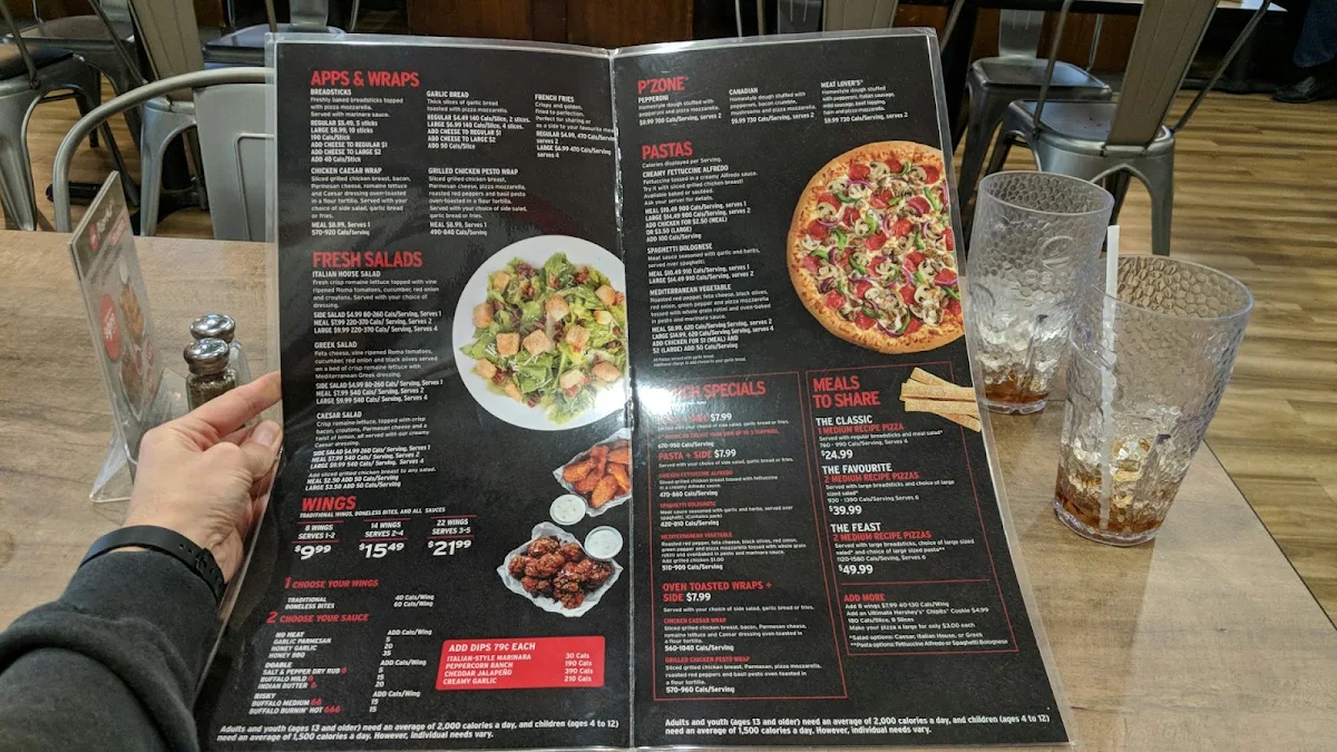 Menu, Pizza Hut