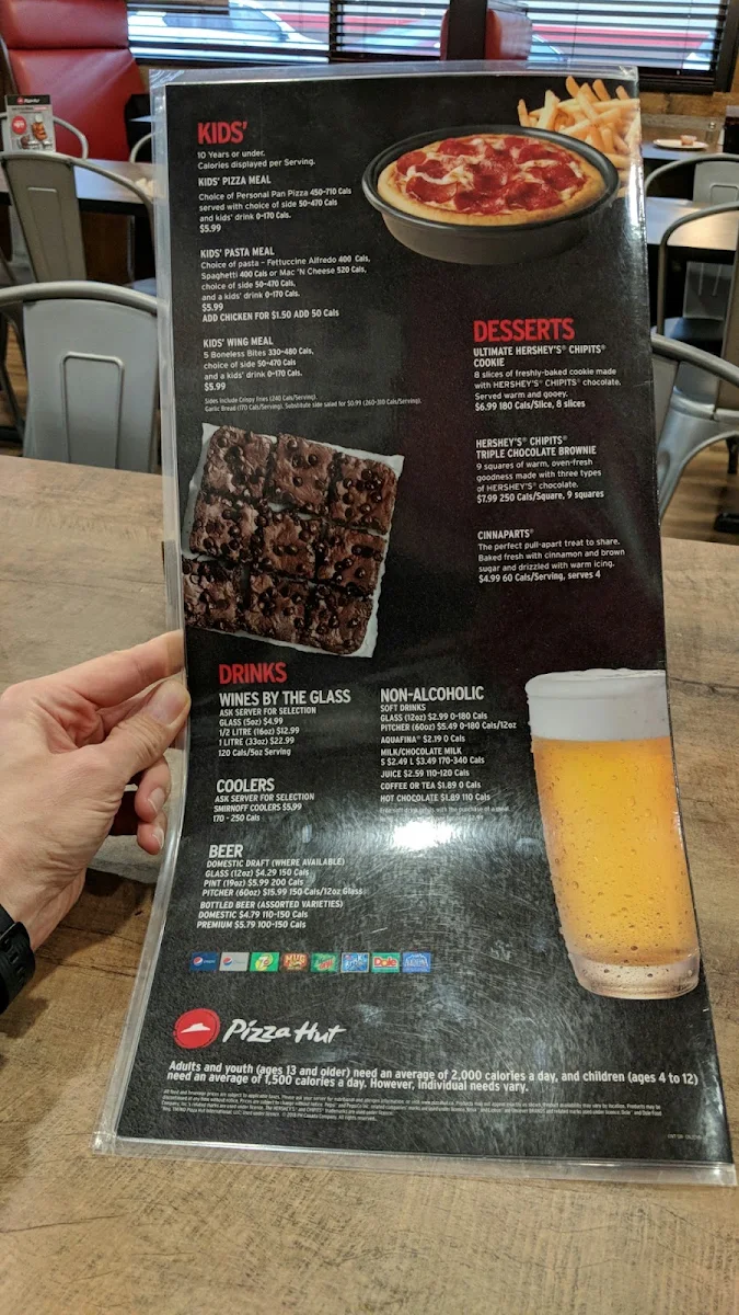Menu, Pizza Hut