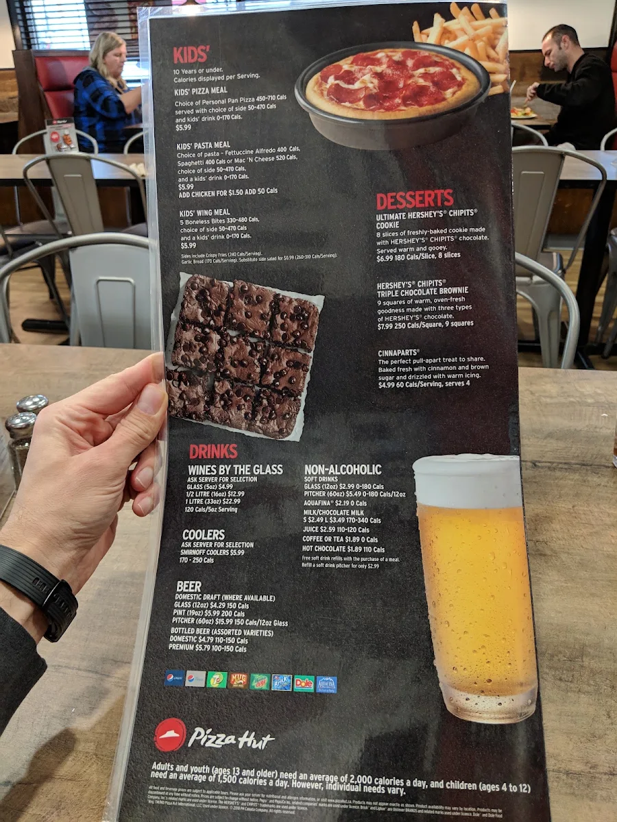 Menu, Pizza Hut