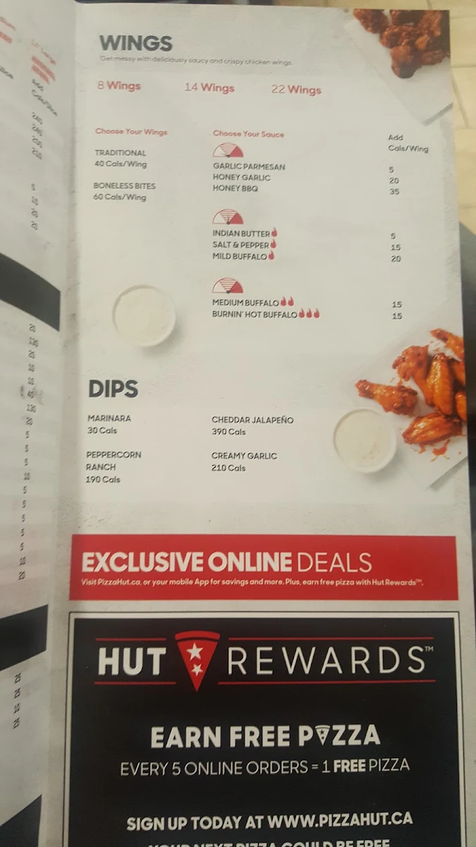 Menu, Pizza Hut
