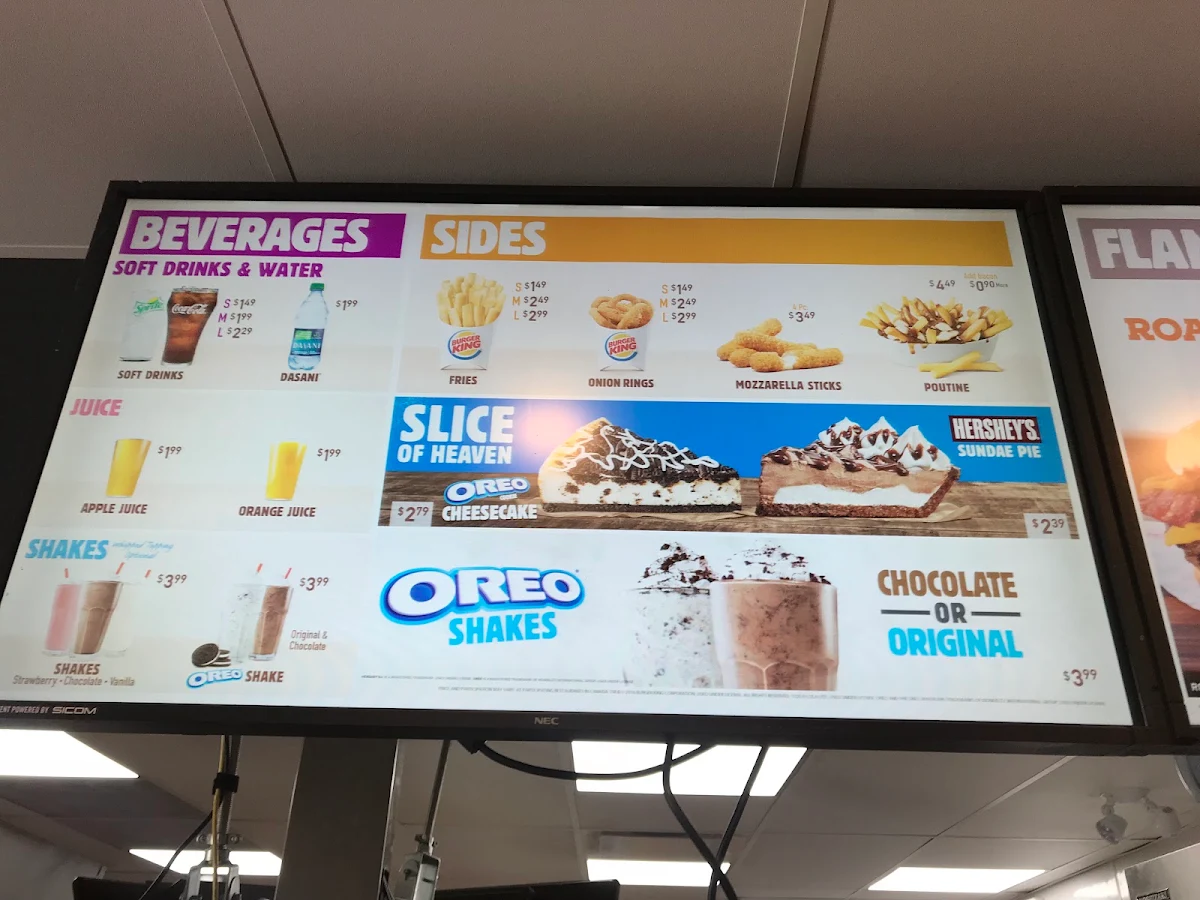 Menu, Burger King