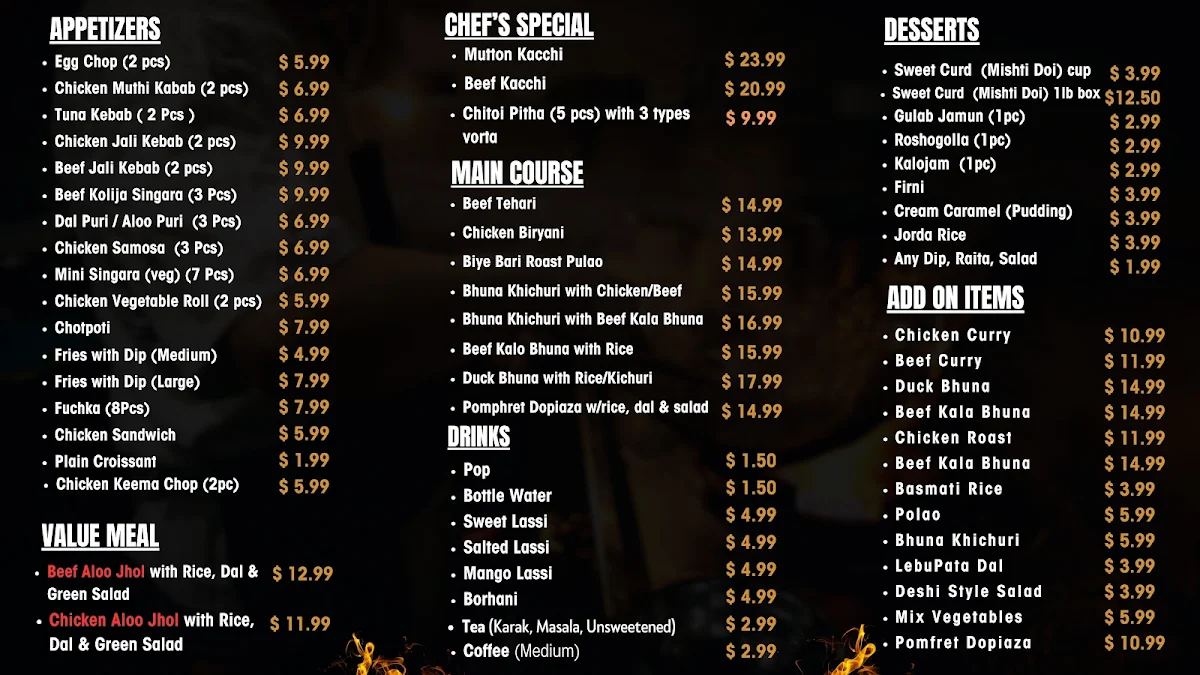 Menu, Kacchi (কাচ্চি)