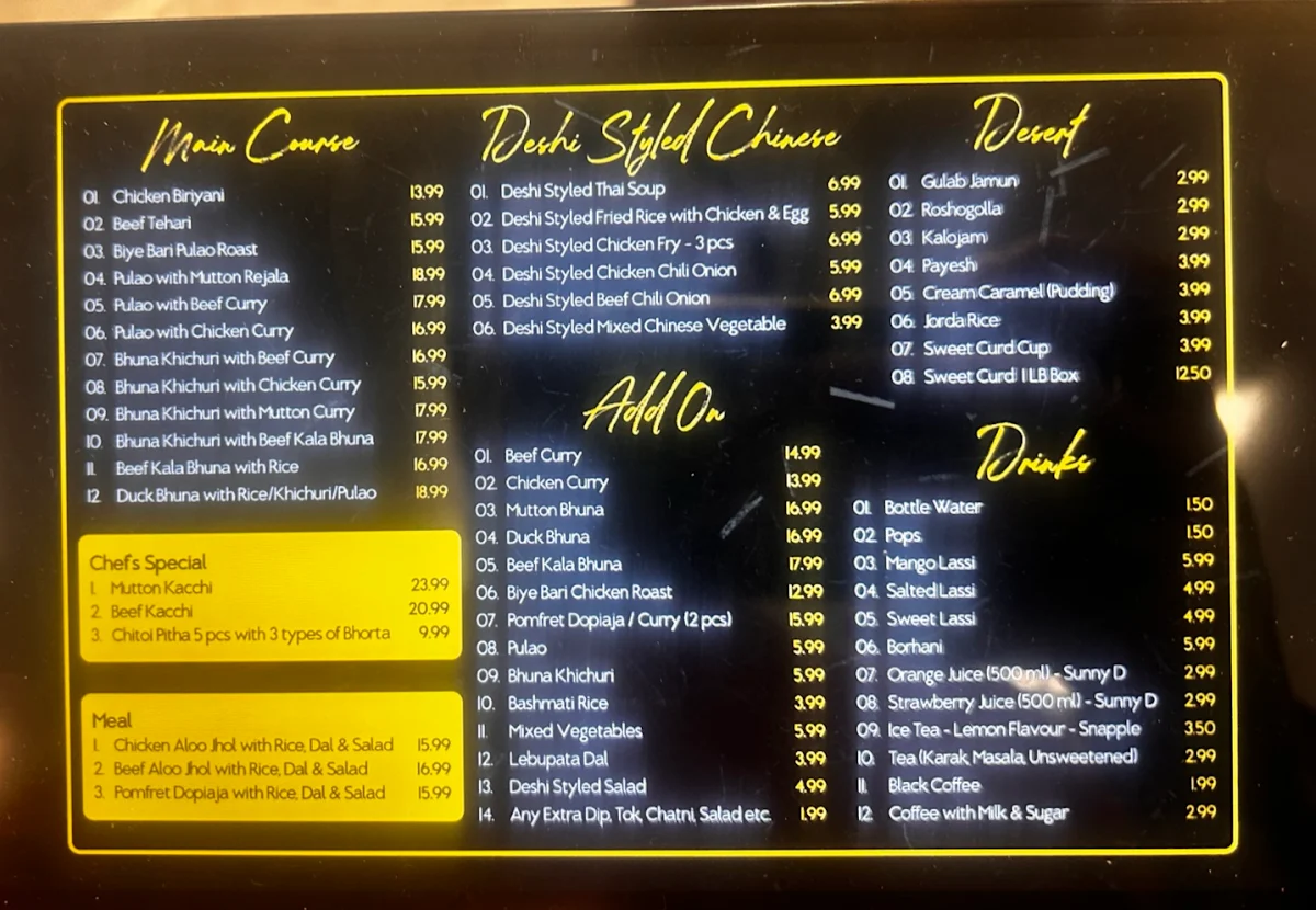Menu, Kacchi (কাচ্চি)