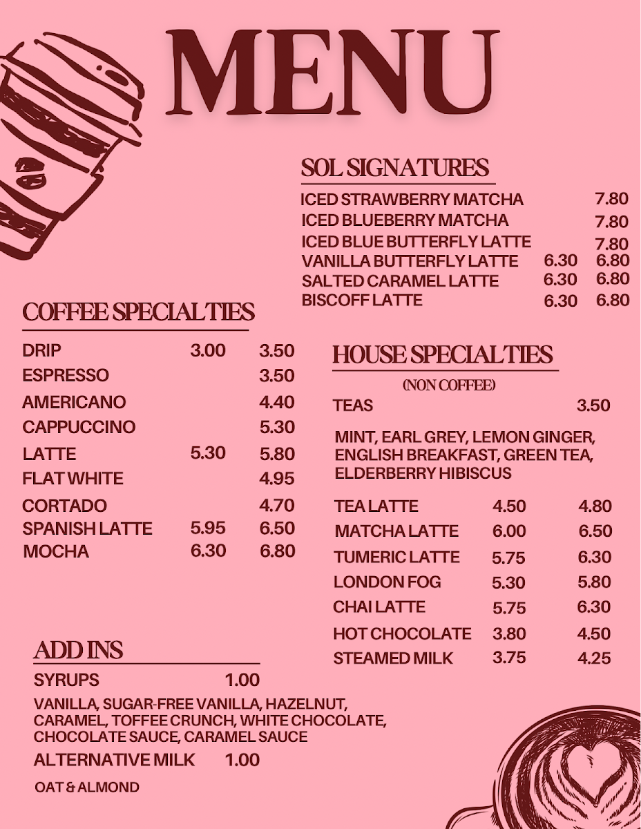 Menu, SOL Bakehouse