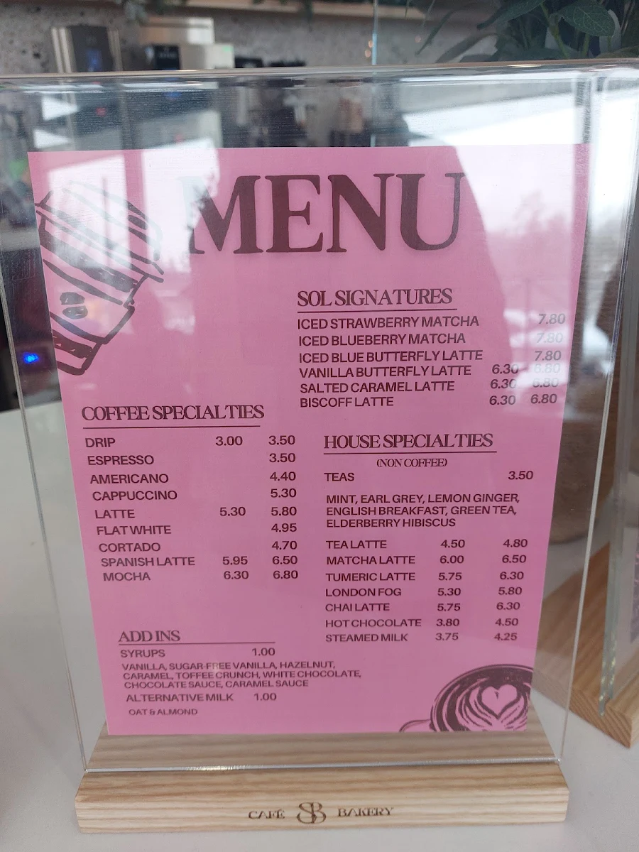 Menu, SOL Bakehouse
