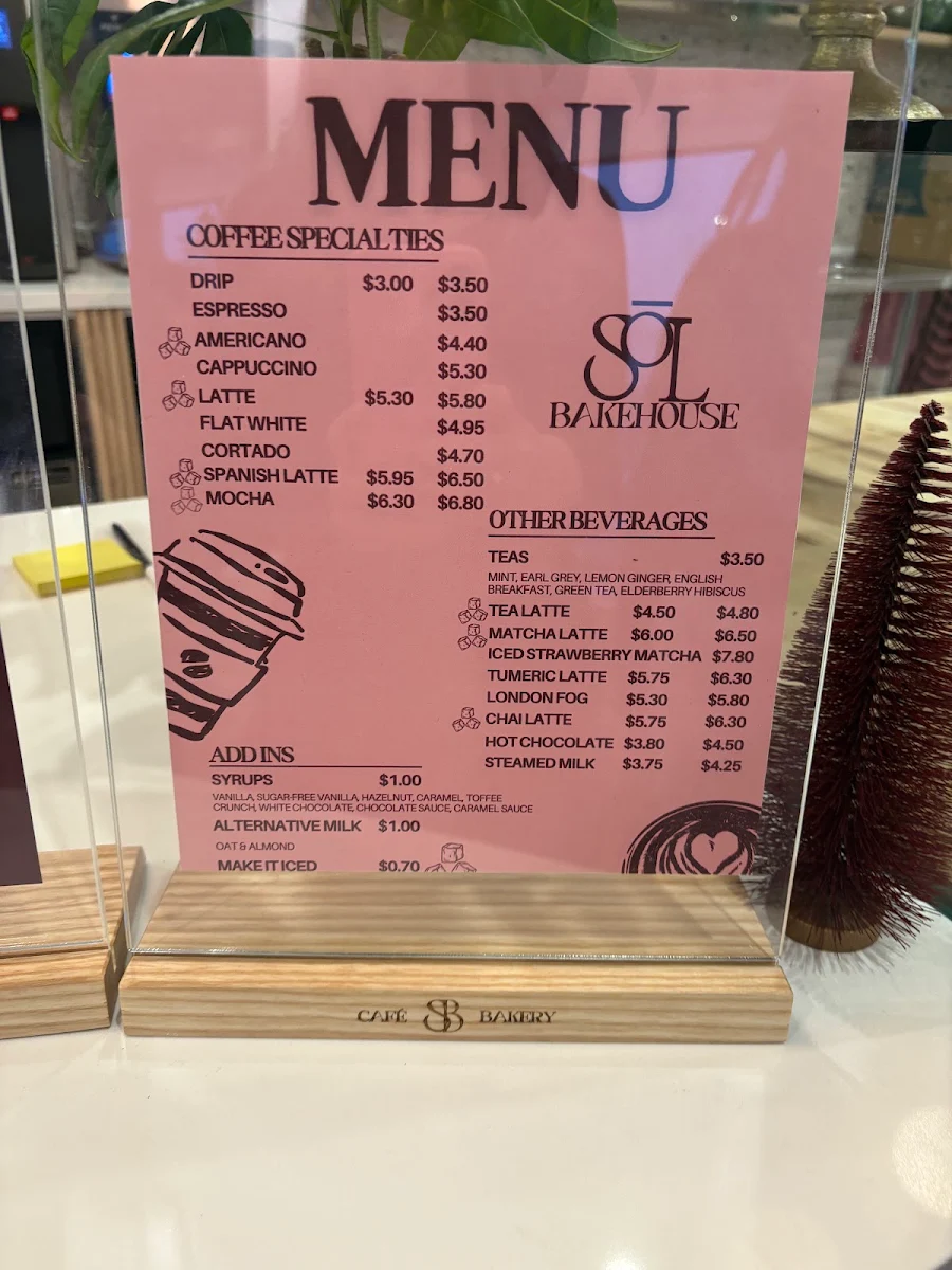 Menu, SOL Bakehouse