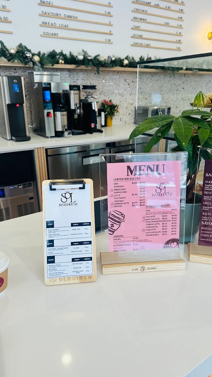 Menu, SOL Bakehouse