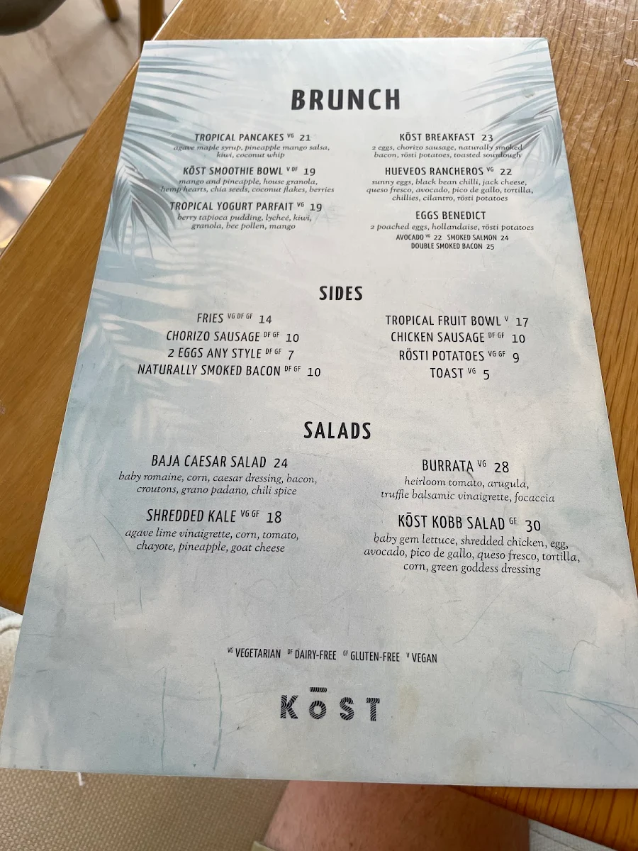 Menu, KŌST