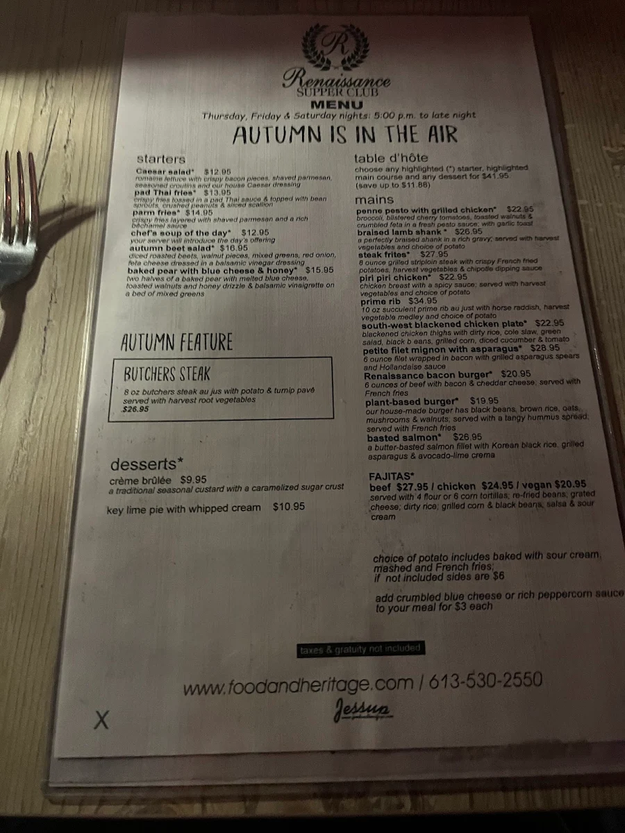 Menu, Renaissance