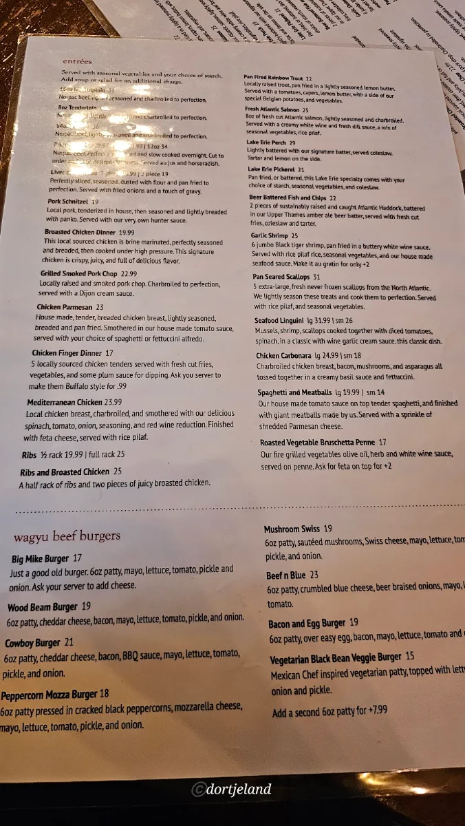 Menu, The Mill Restaurant and Inn