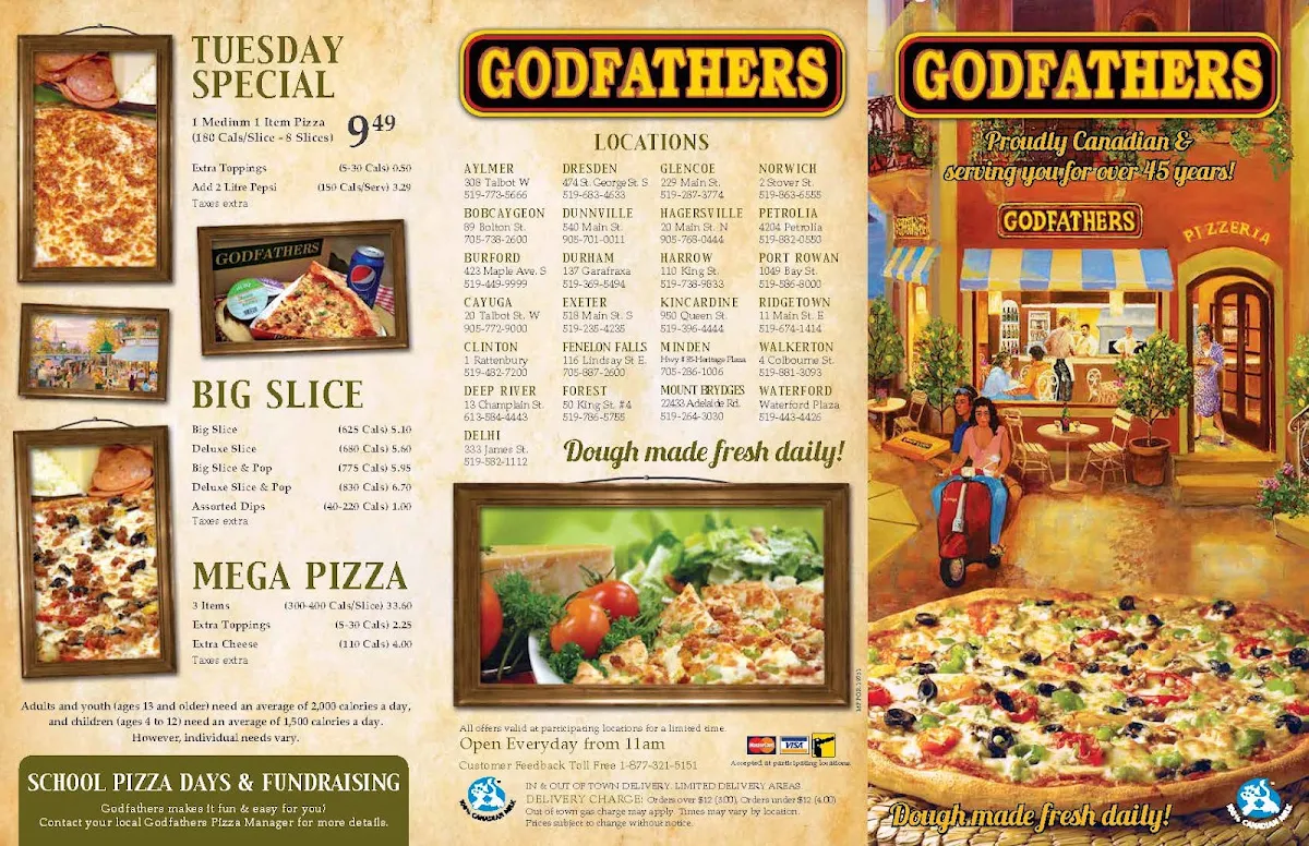Menu, Godfathers Pizza - Dresden