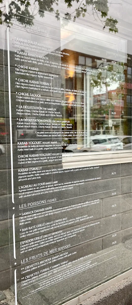 Menu, Restaurant Alep