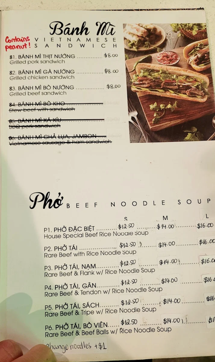 Menu, Pho Kha