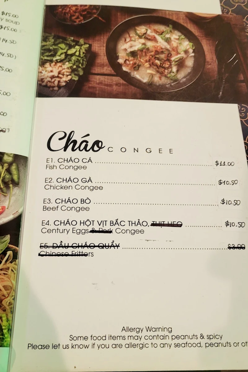 Menu, Pho Kha