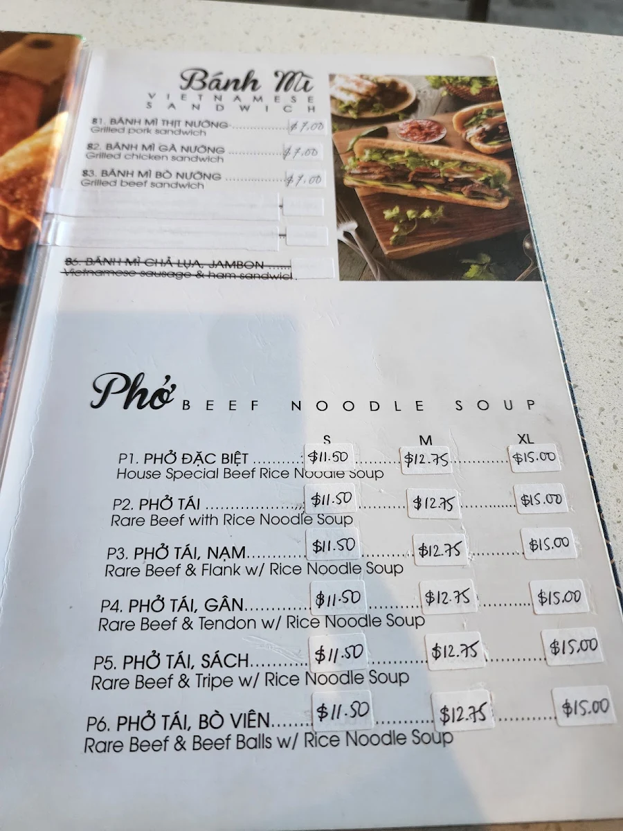 Menu, Pho Kha
