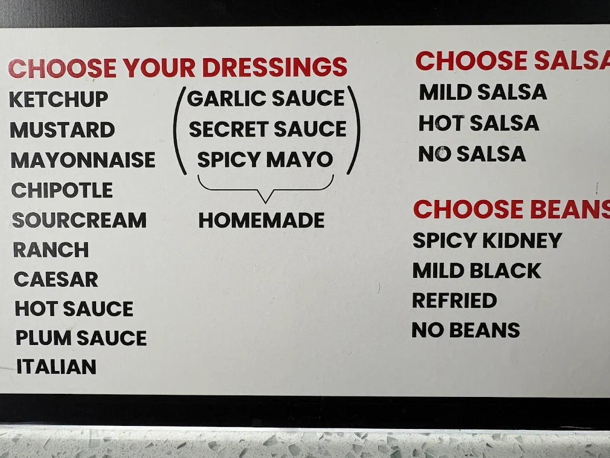 Menu, Grillies (Newmarket)