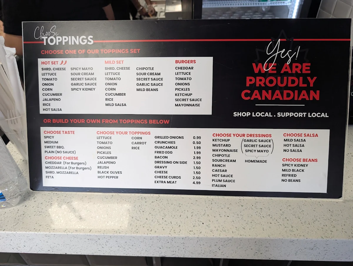 Menu, Grillies (Newmarket)