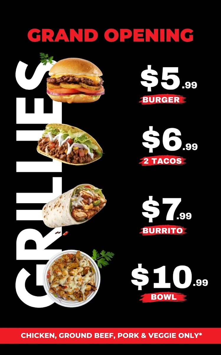 Menu, Grillies (Newmarket)