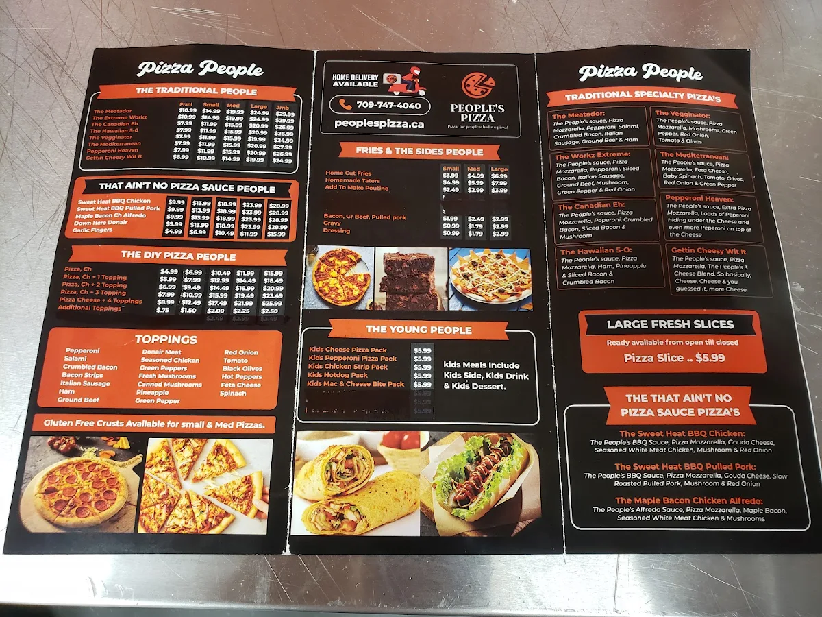 Menu, People's Pizza work