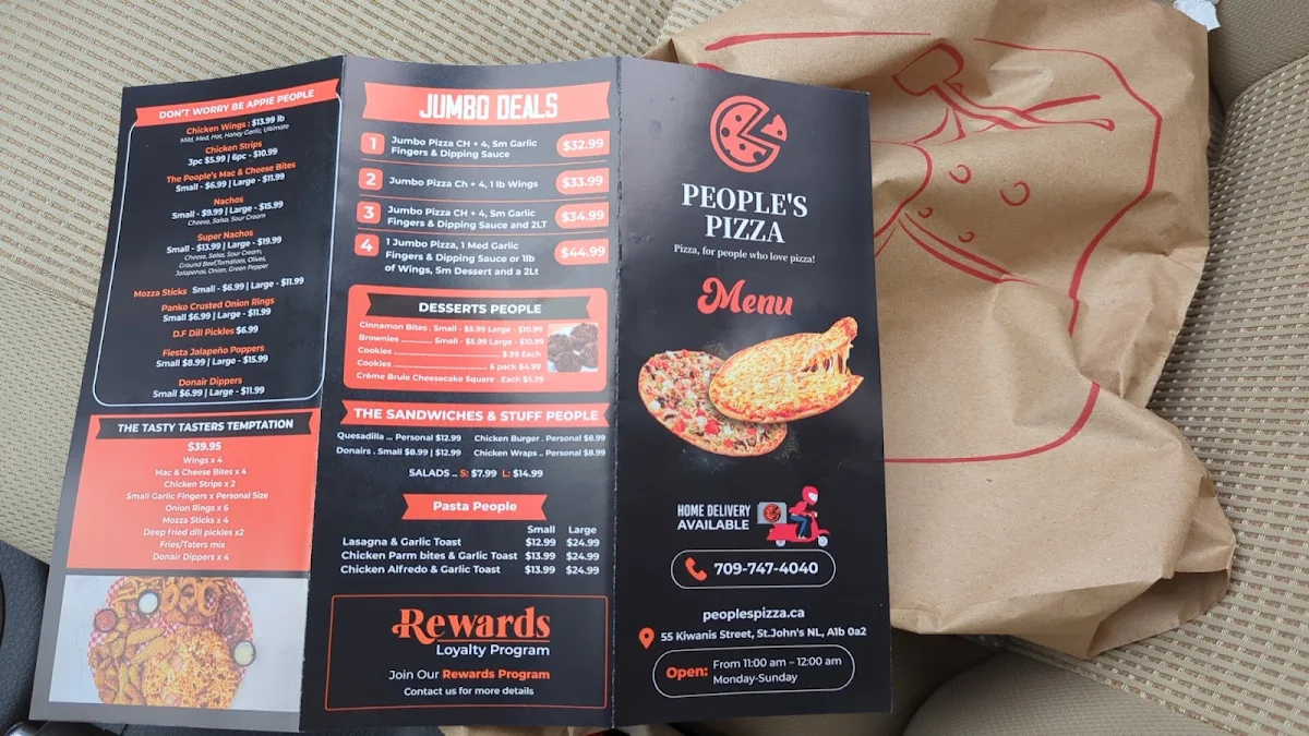 Menu, People's Pizza work