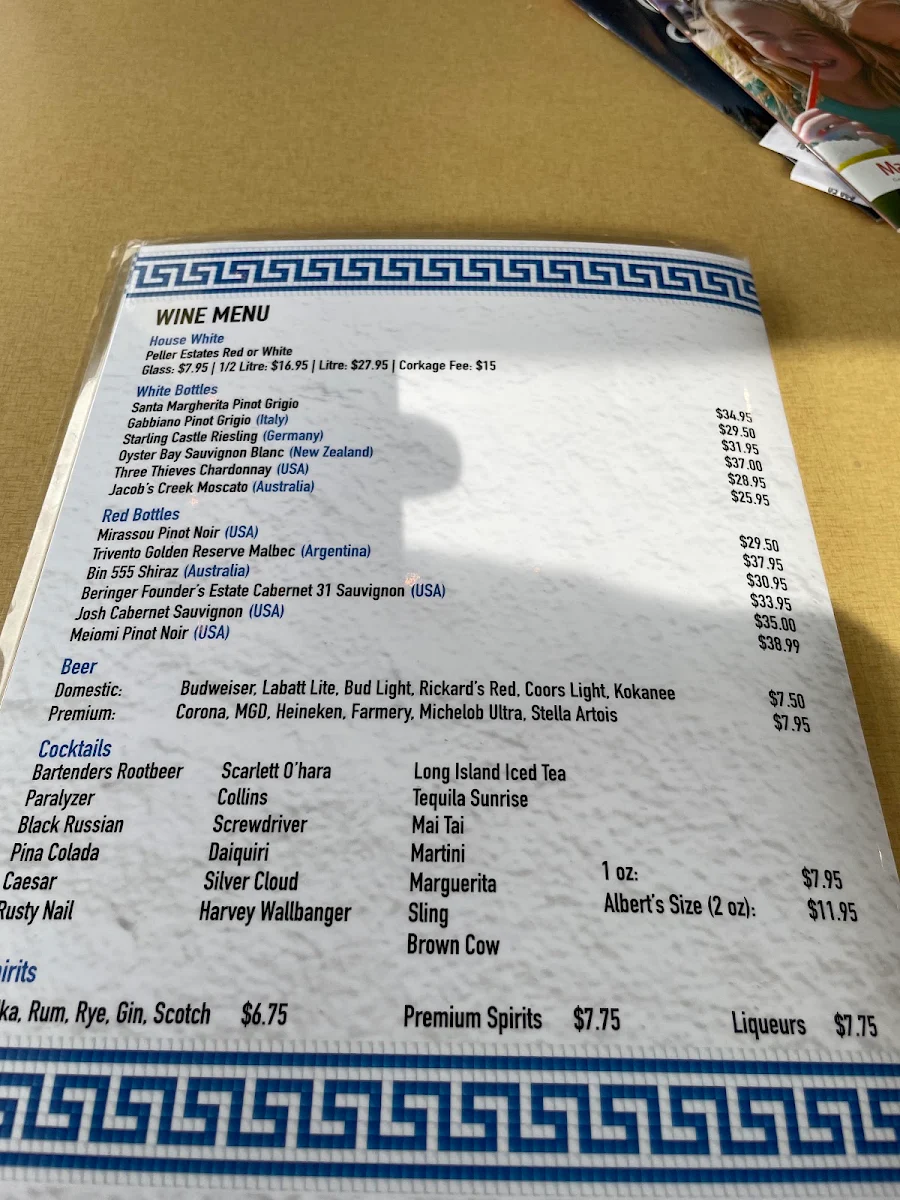 Menu, Albert's Bistro Family Restaurant