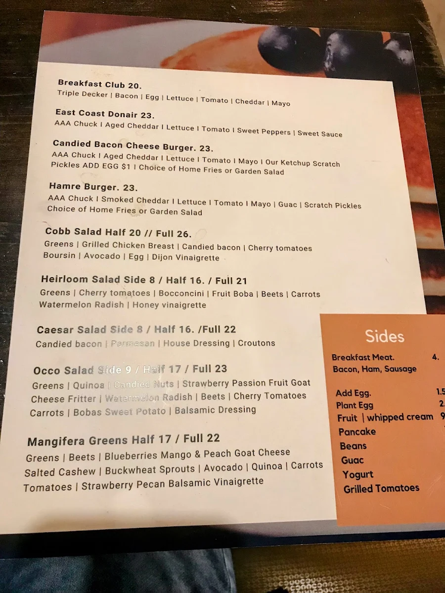 Menu, Occo Coffee
