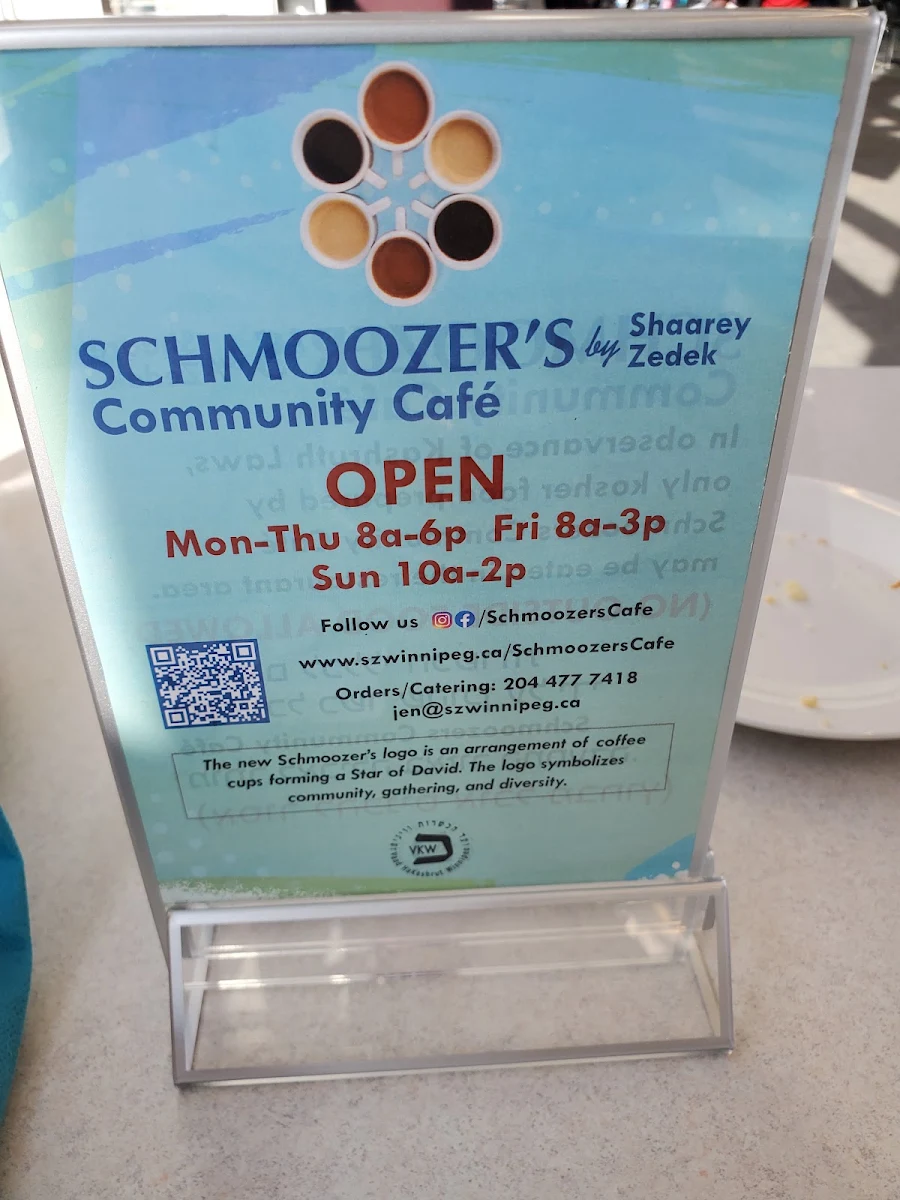 Menu, Schmoozer's Cafe