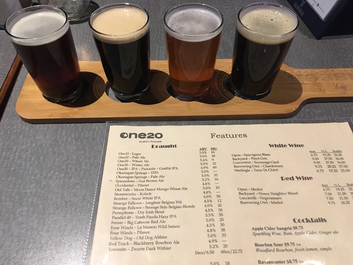 Menu, One20 Public House and Liquor Store
