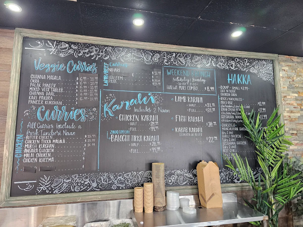 Menu, Cafe Zauq Takeout & Catering