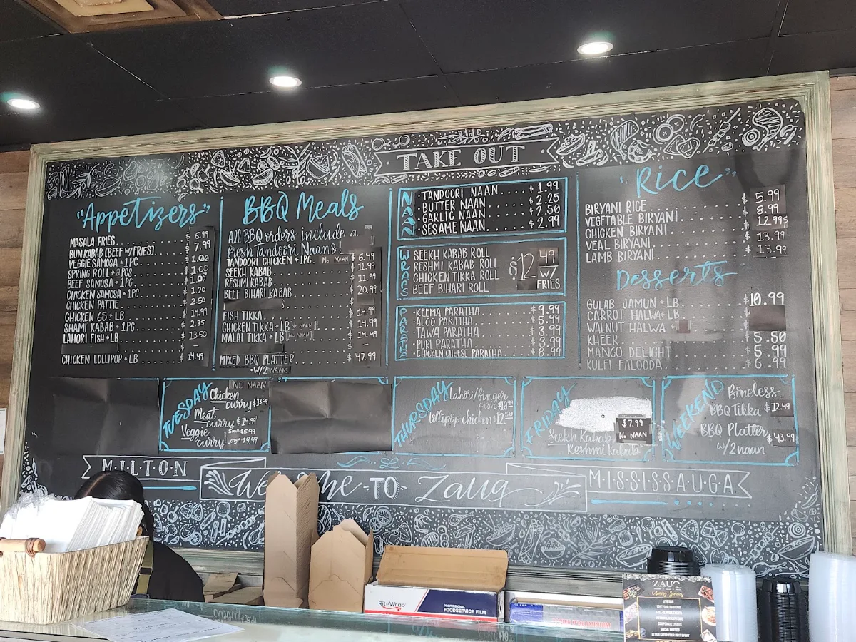 Menu, Cafe Zauq Takeout & Catering
