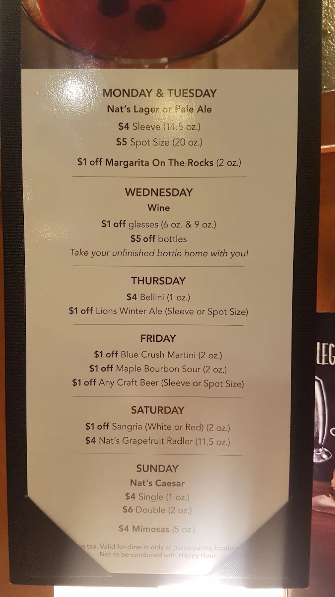 Menu, White Spot