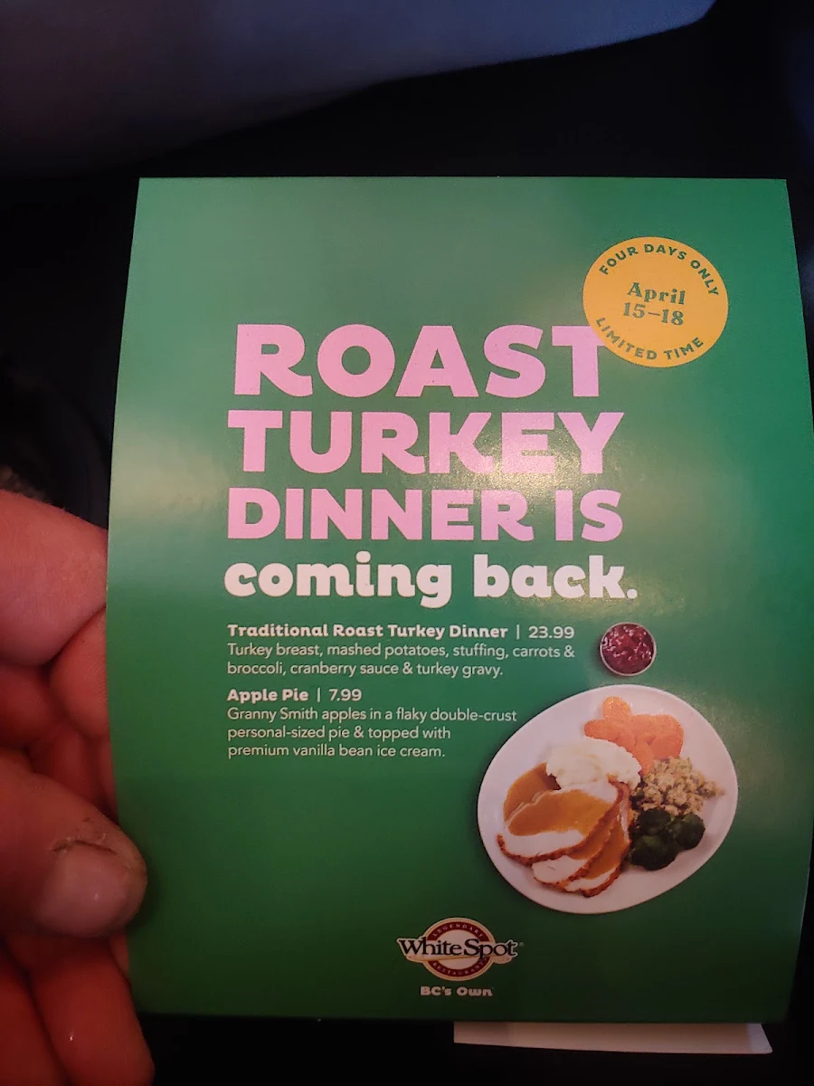 Menu, White Spot