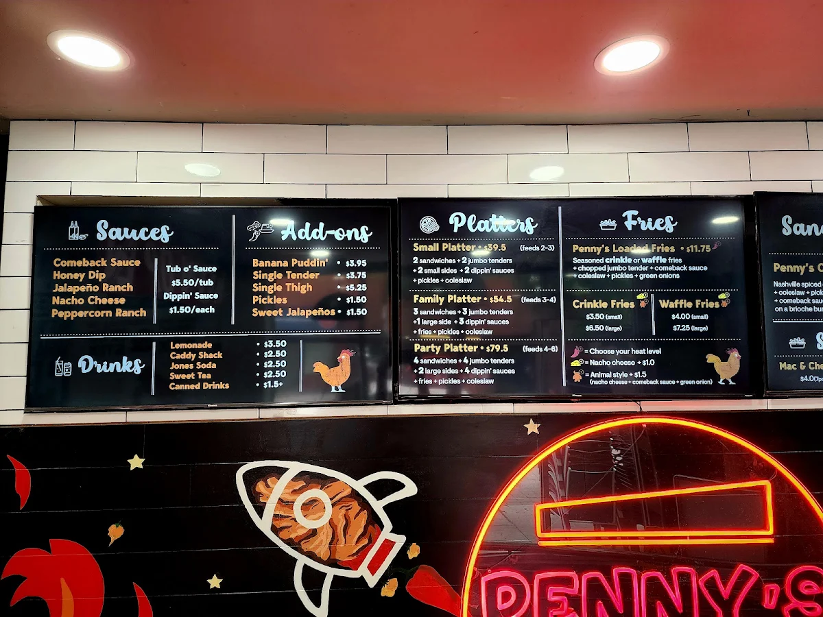 Menu, Penny's Hot Chicken