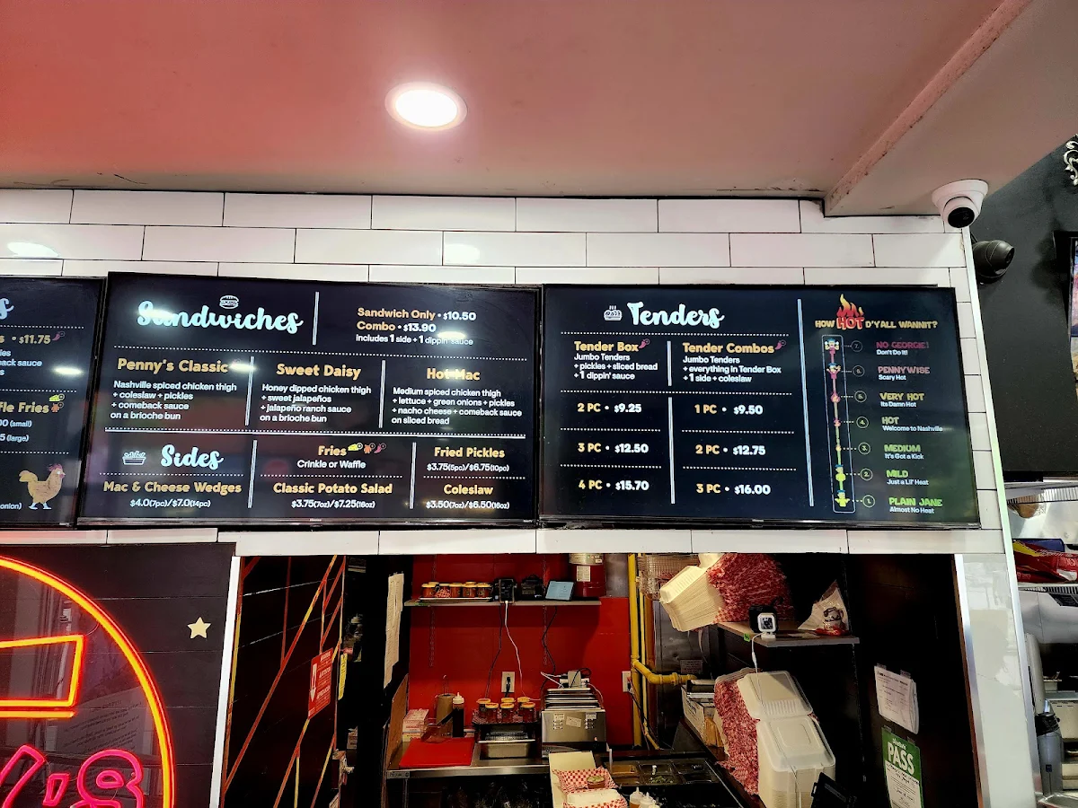 Menu, Penny's Hot Chicken