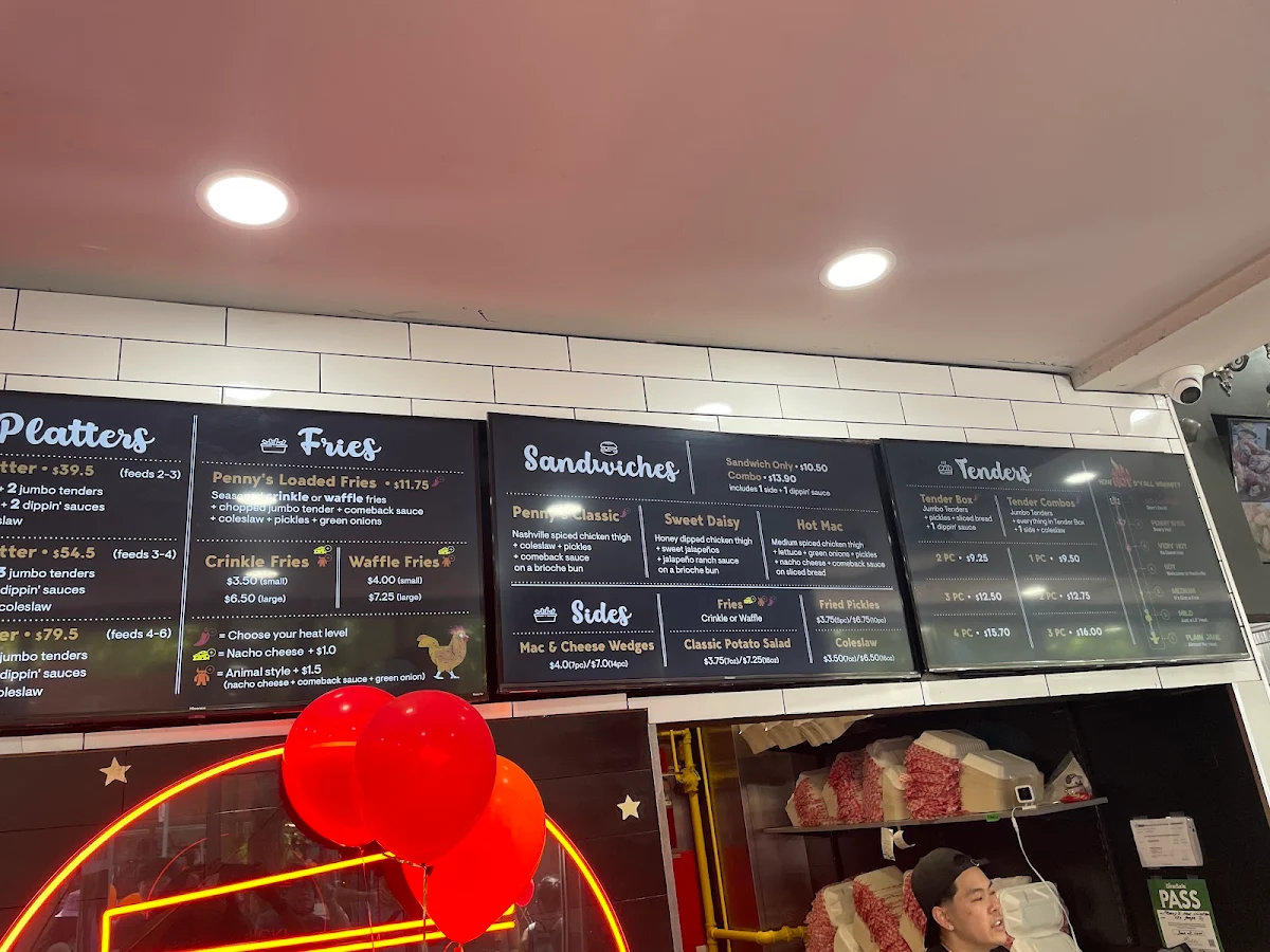 Menu, Penny's Hot Chicken