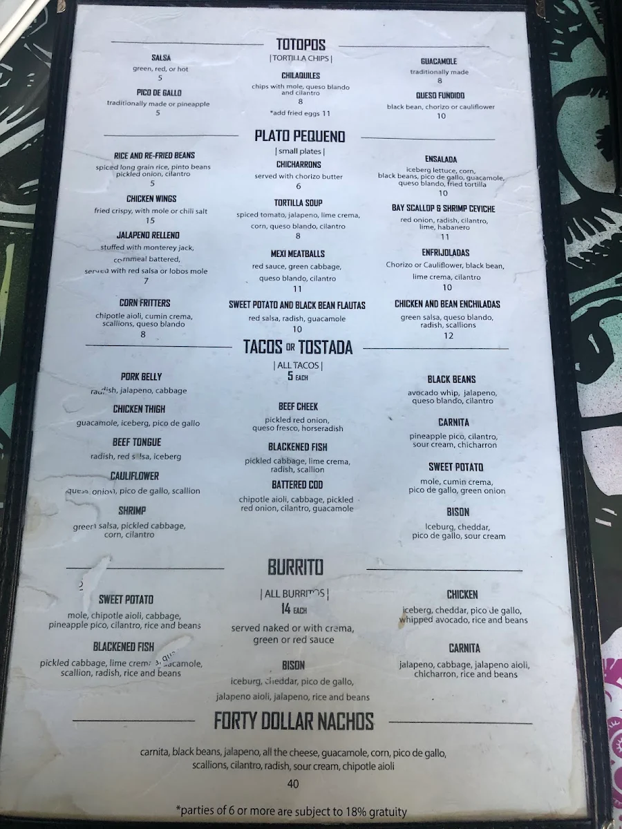 Menu, Los Lobos