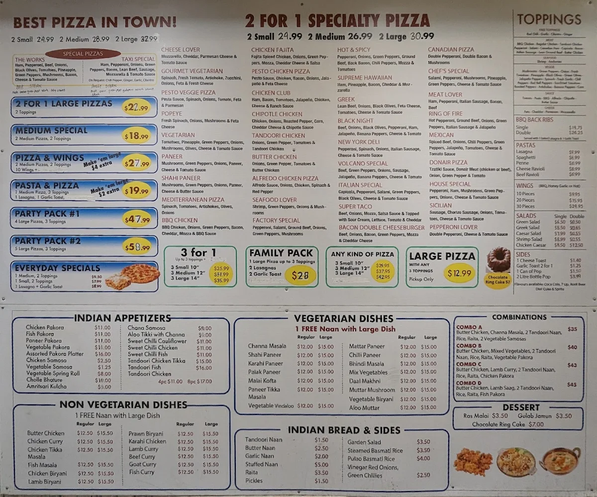 Menu, Pizza Factory Langley