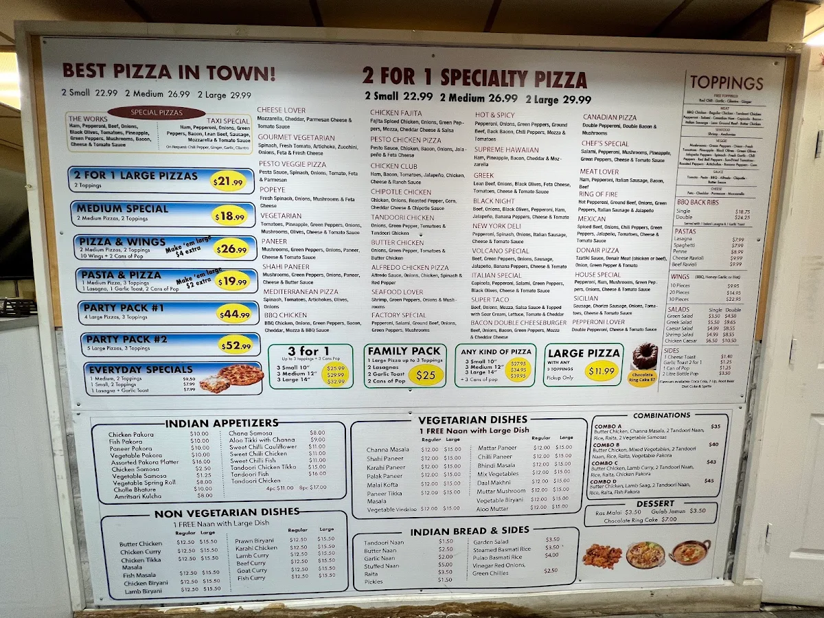 Menu, Pizza Factory Langley